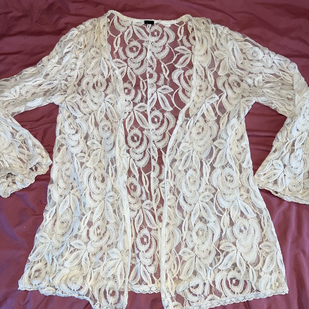 Jessica Simpson Cream Lace Cardigan
